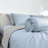 Chăn ga Cotton supima Xanh Ice blue phối xám