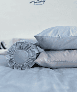 Chăn ga Cotton supima Xanh Ice blue phối xám