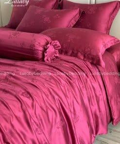 Chăn ga gối Tencel dệt kim đỏ | Chăn ga cưới | Lullaby Beding