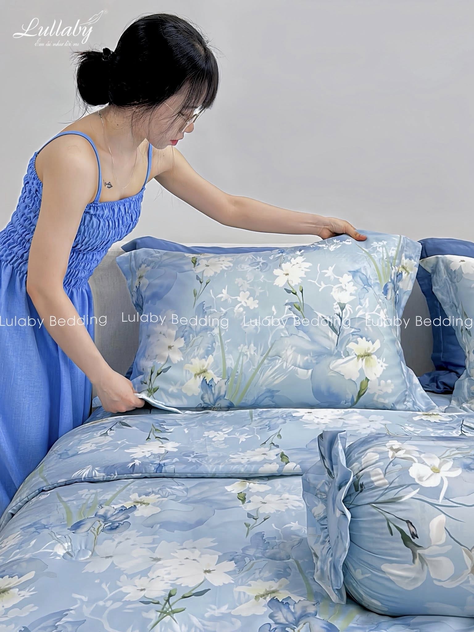 Chăn ga gối Tencel 100S Hoa Diên Vỹ Lullaby Bedding-2 Chăn ga gối Tencel 100S Hoa Diên Vỹ Lullaby Bedding