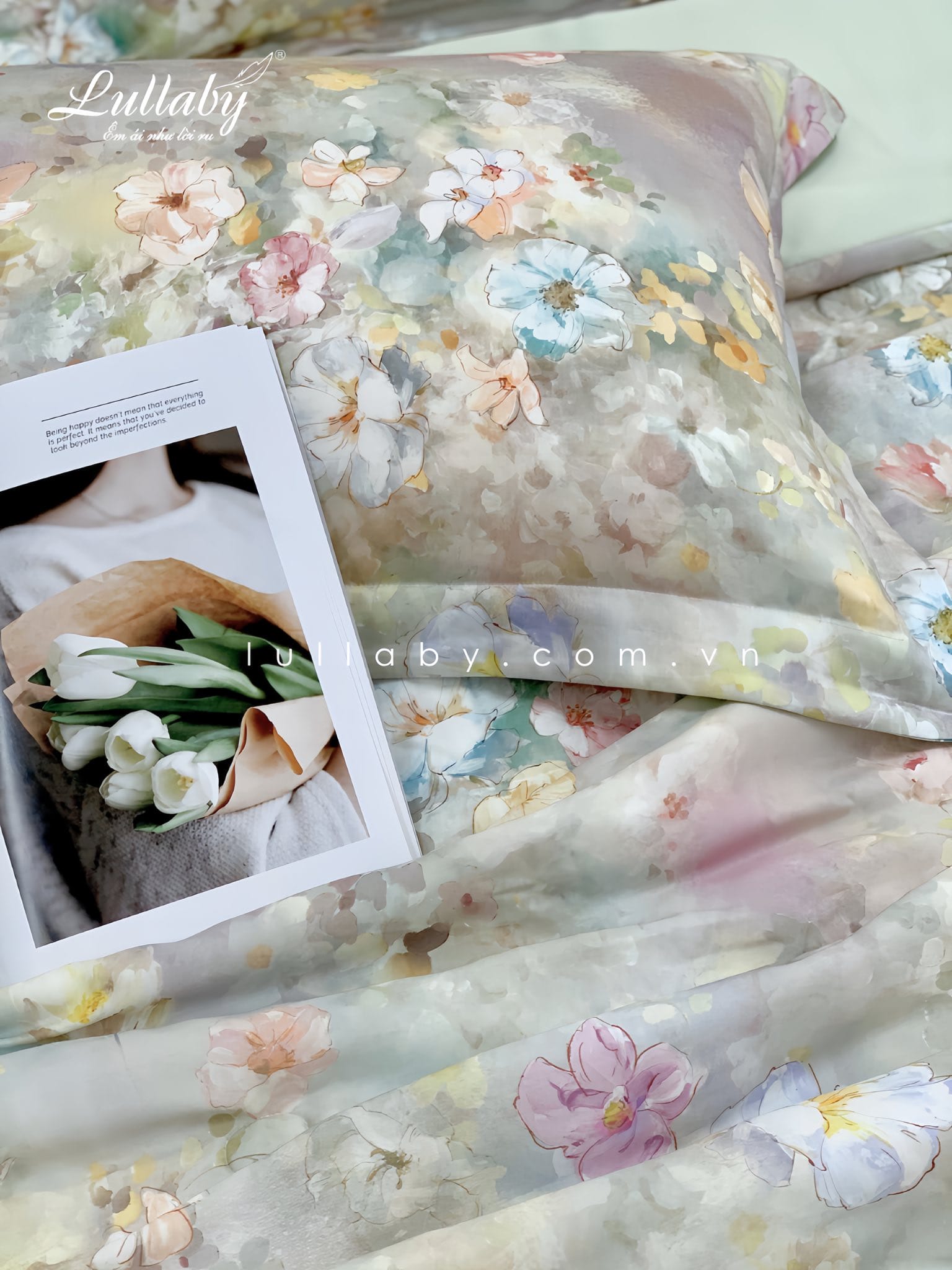 Chăn ga gối Tencel 60S Hoa vẽ | Lullaby Bedding Chăn ga gối Tencel 60S Hoa vẽ | Lullaby Bedding