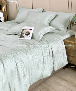 Chăn ga gối Tencel dệt kim - Green Flower| Lullaby Bedding