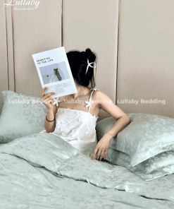 Chăn ga gối Tencel dệt kim - Green Flower| Lullaby Bedding