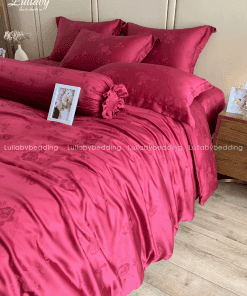 Chăn ga gối Tencel dệt kim đỏ | Chăn ga cưới | Lullaby Beding