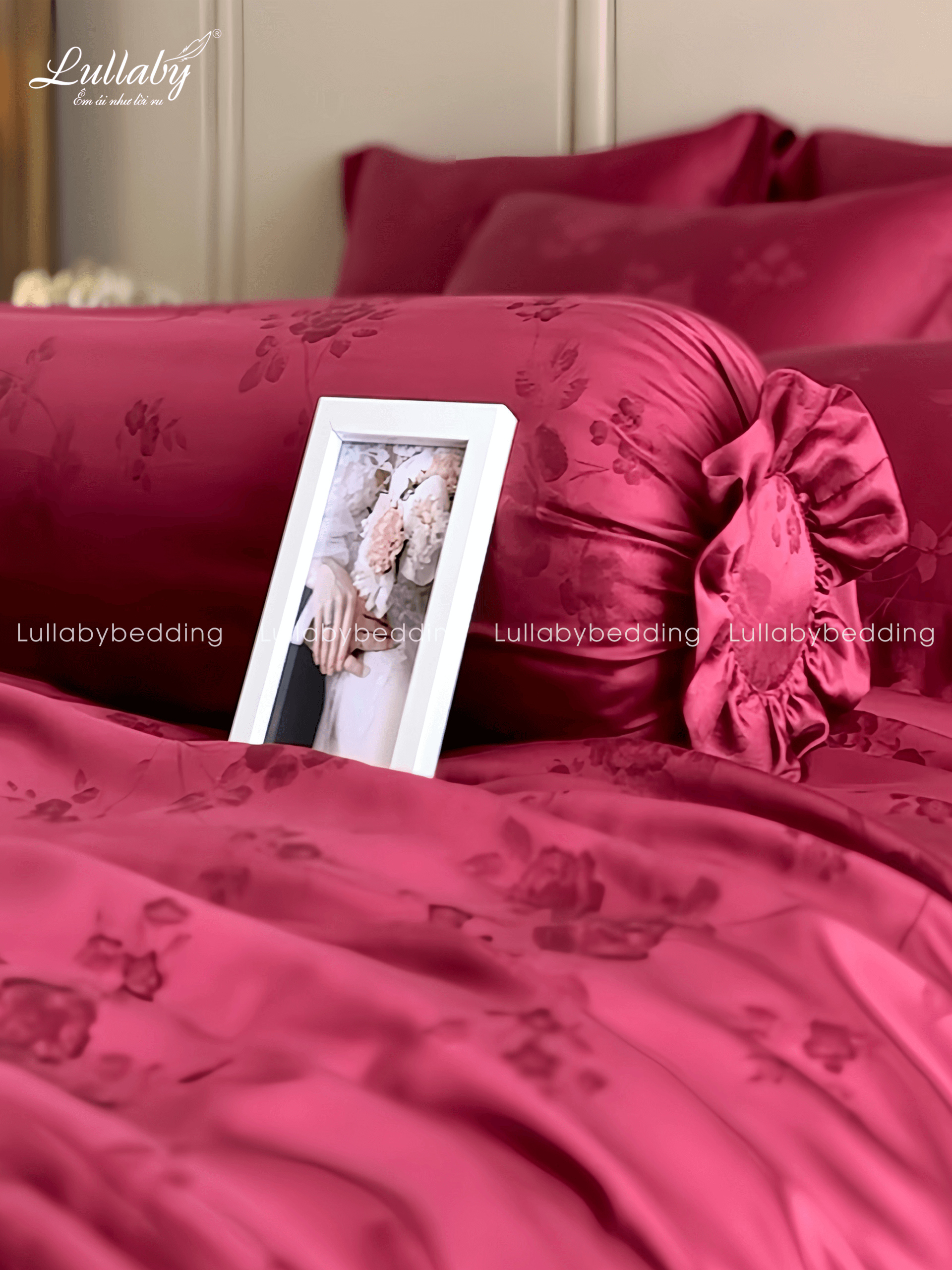 Chăn ga gối Tencel dệt kim đỏ | Chăn ga cưới | Lullaby Beding Chăn ga gối Tencel dệt kim đỏ | Chăn ga cưới | Lullaby Beding