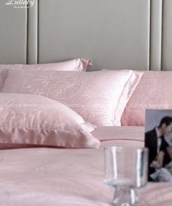 Chăn ga gối Tencel dệt kim hồng | Chăn ga cưới | Lullaby Beding
