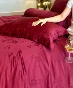 Chăn ga gối Tencel dệt kim đỏ | Chăn ga cưới | Lullaby Beding