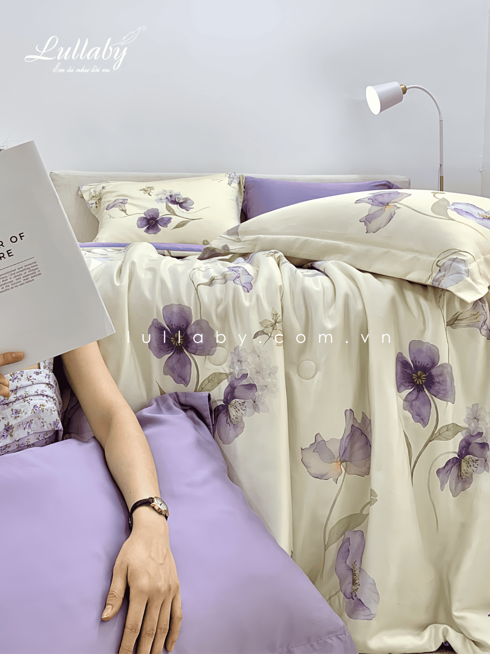 Chăn ga gối Tencel 60S Hoa Clematis | Lullaby Bedding