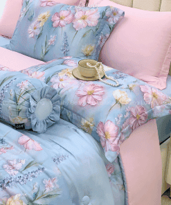 Chăn ga gối Tencel 60S Hoa xuân lam | Lullaby Bedding | Chăn ga gối đệm Lullaby | Chăn ga gối Tencel | Chăn ga gối cao cấp
