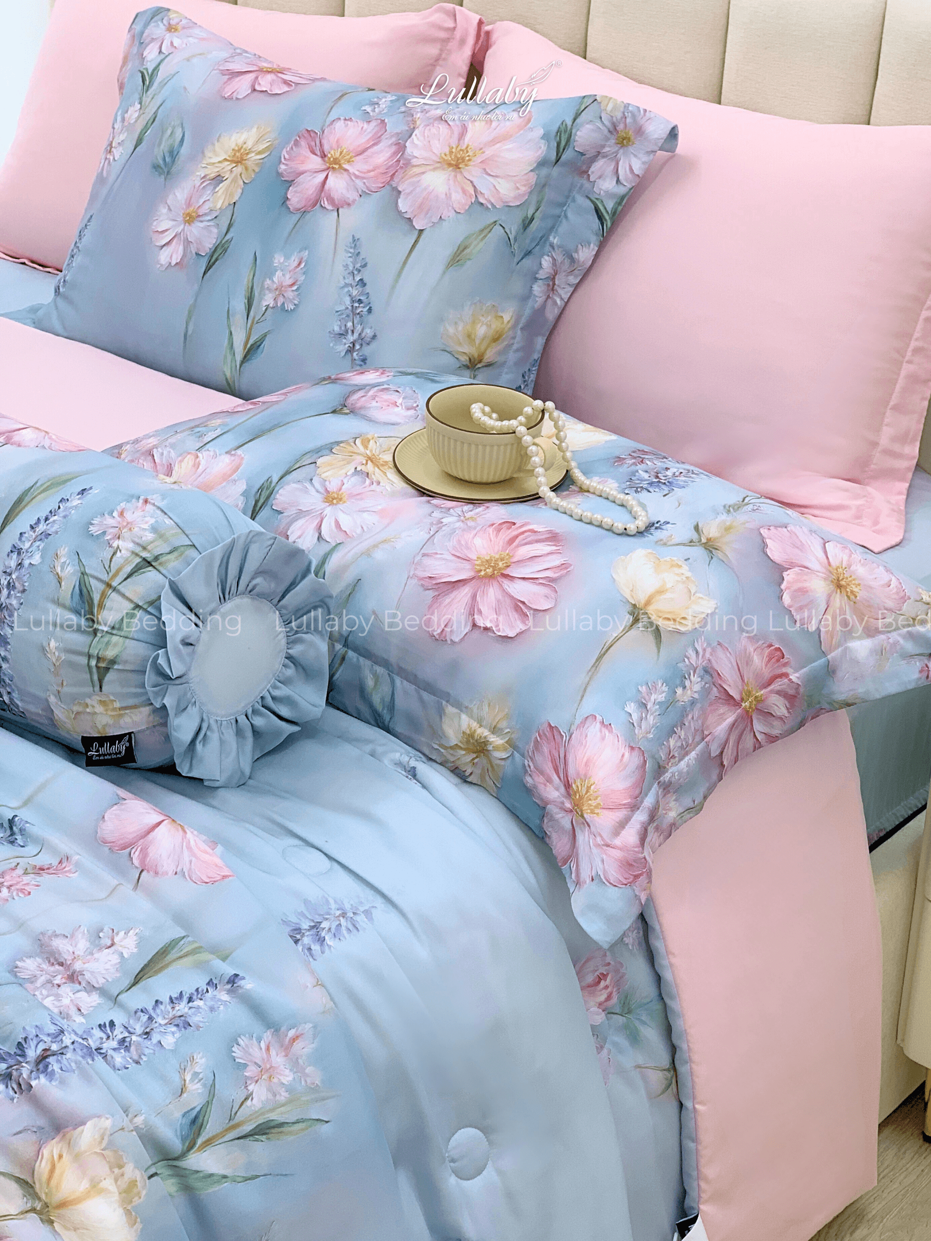 Chăn ga gối Tencel 60S Hoa xuân lam | Lullaby Bedding | Chăn ga gối đệm Lullaby | Chăn ga gối Tencel | Chăn ga gối cao cấp Chăn ga gối Tencel 60S Hoa xuân lam | Lullaby Bedding | Chăn ga gối đệm Lullaby | Chăn ga gối Tencel | Chăn ga gối cao cấp