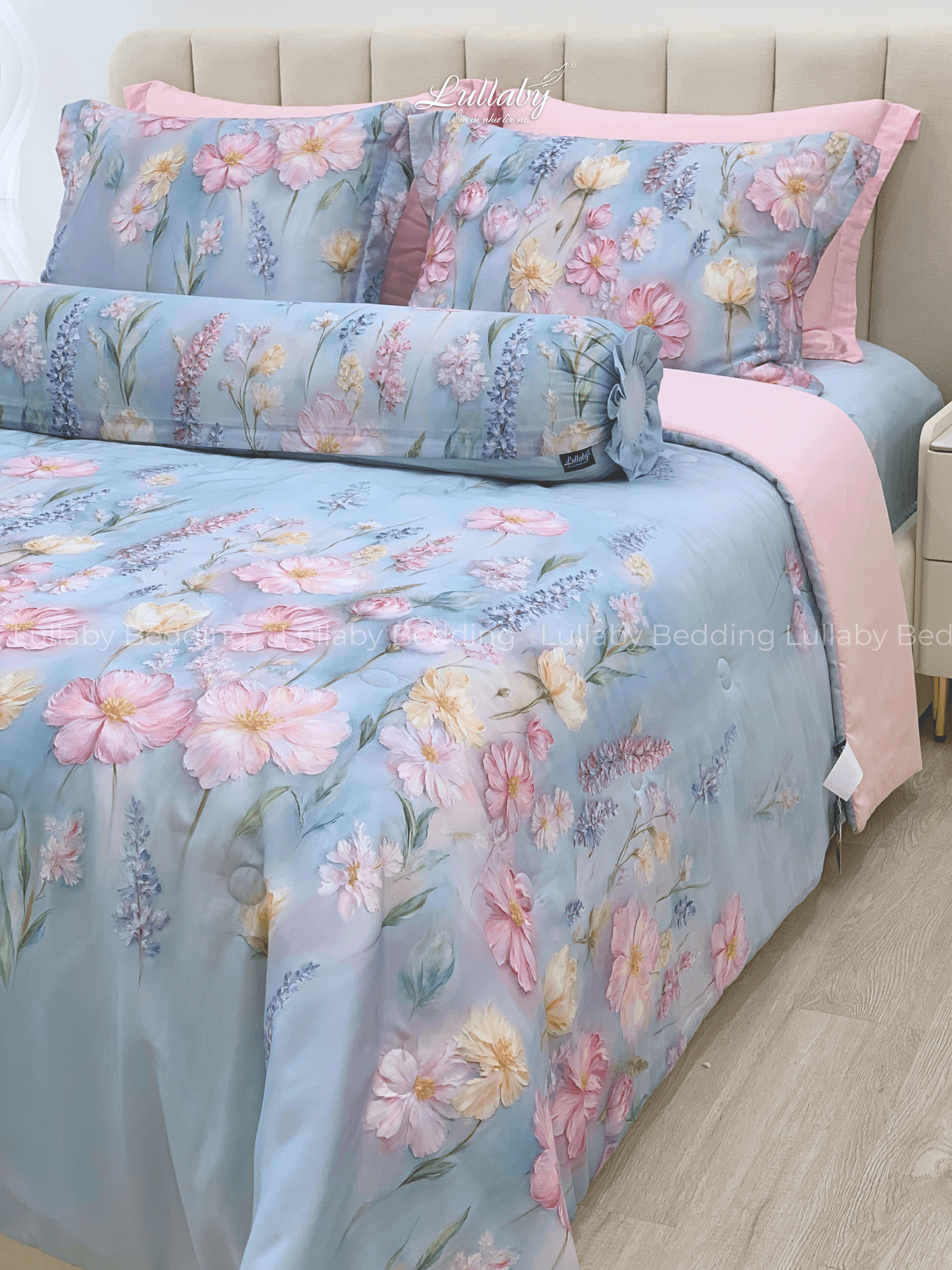 Chăn ga gối Tencel 60S Hoa xuân lam | Lullaby Bedding | Chăn ga gối đệm Lullaby | Chăn ga gối Tencel | Chăn ga gối cao cấp Chăn ga gối Tencel 60S Hoa xuân lam | Lullaby Bedding | Chăn ga gối đệm Lullaby | Chăn ga gối Tencel | Chăn ga gối cao cấp