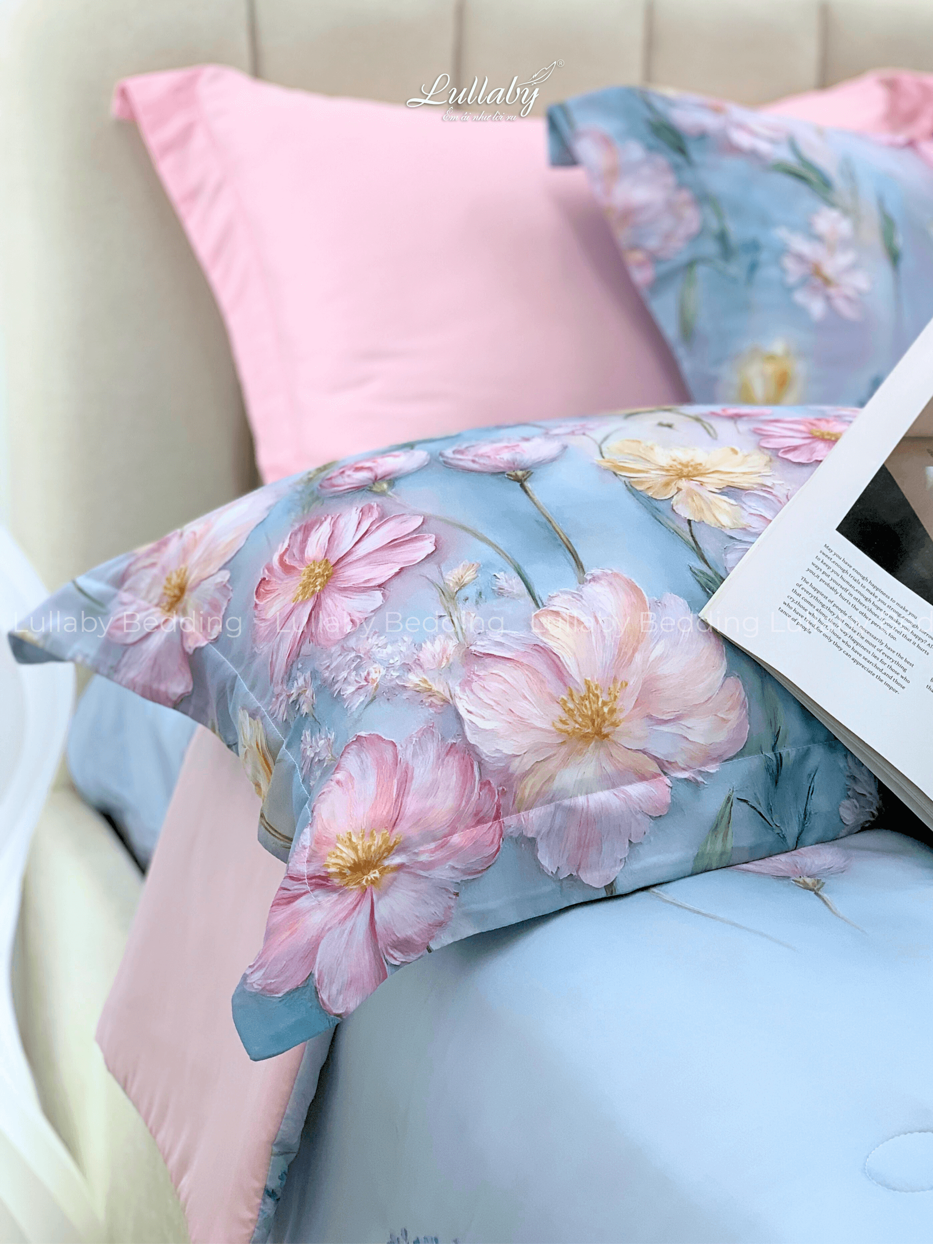Chăn ga gối Tencel 60S Hoa xuân lam | Lullaby Bedding | Chăn ga gối đệm Lullaby | Chăn ga gối Tencel | Chăn ga gối cao cấp Chăn ga gối Tencel 60S Hoa xuân lam | Lullaby Bedding | Chăn ga gối đệm Lullaby | Chăn ga gối Tencel | Chăn ga gối cao cấp