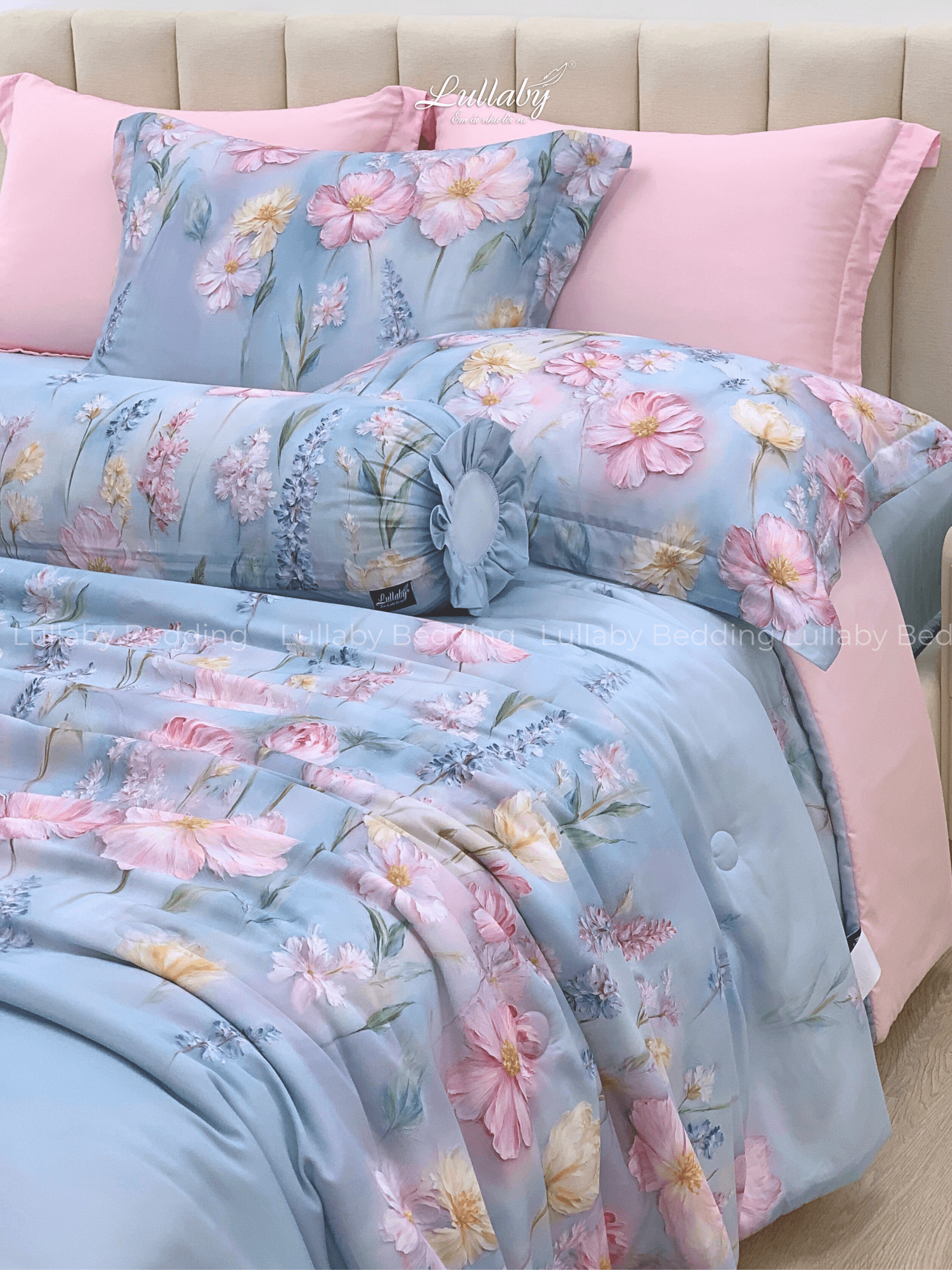 Chăn ga gối Tencel 60S Hoa xuân lam | Lullaby Bedding | Chăn ga gối đệm Lullaby | Chăn ga gối Tencel | Chăn ga gối cao cấp Chăn ga gối Tencel 60S Hoa xuân lam | Lullaby Bedding | Chăn ga gối đệm Lullaby | Chăn ga gối Tencel | Chăn ga gối cao cấp