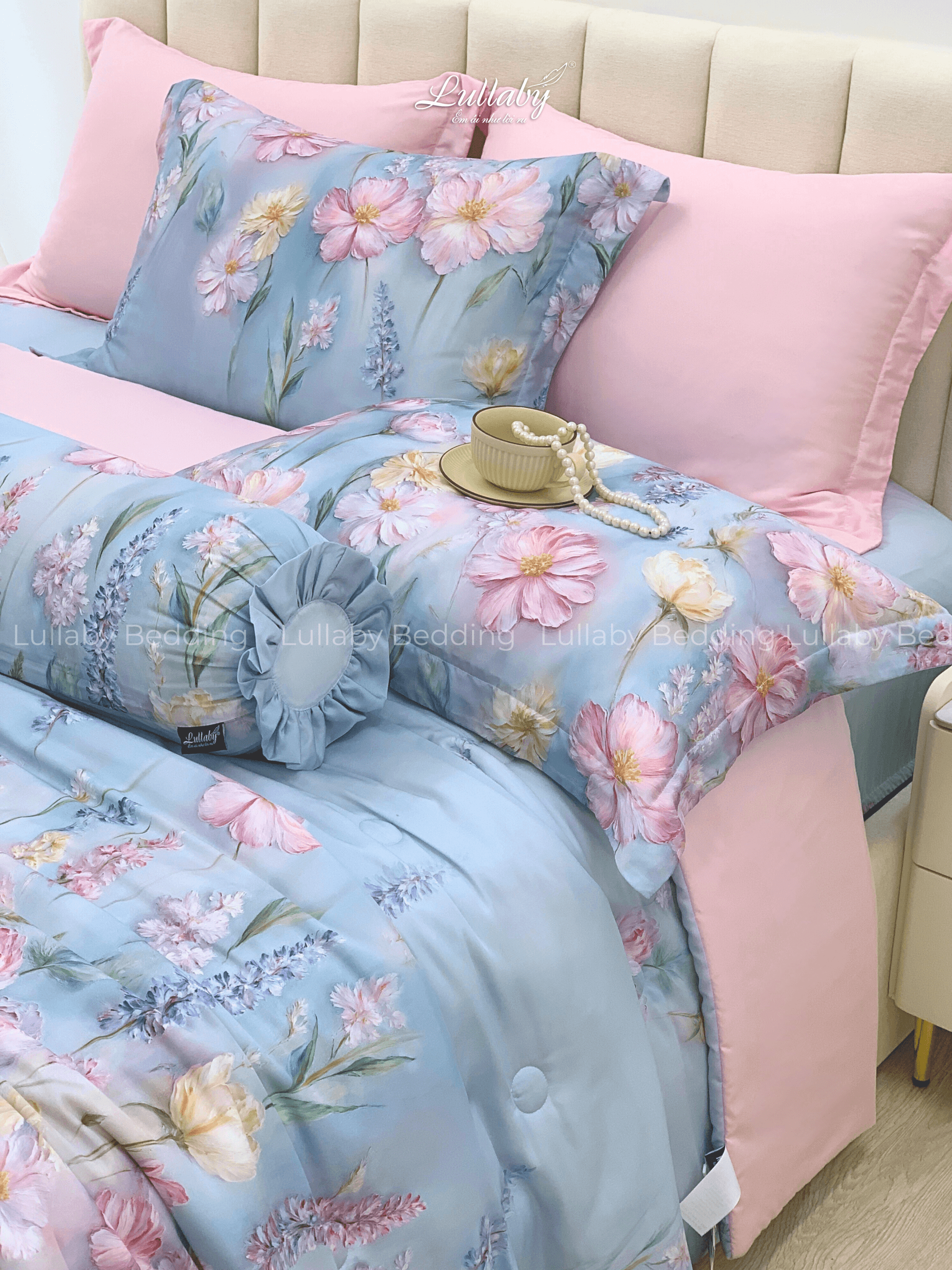 Chăn ga gối Tencel 60S Hoa xuân lam | Lullaby Bedding | Chăn ga gối đệm Lullaby | Chăn ga gối Tencel | Chăn ga gối cao cấp Chăn ga gối Tencel 60S Hoa xuân lam | Lullaby Bedding | Chăn ga gối đệm Lullaby | Chăn ga gối Tencel | Chăn ga gối cao cấp
