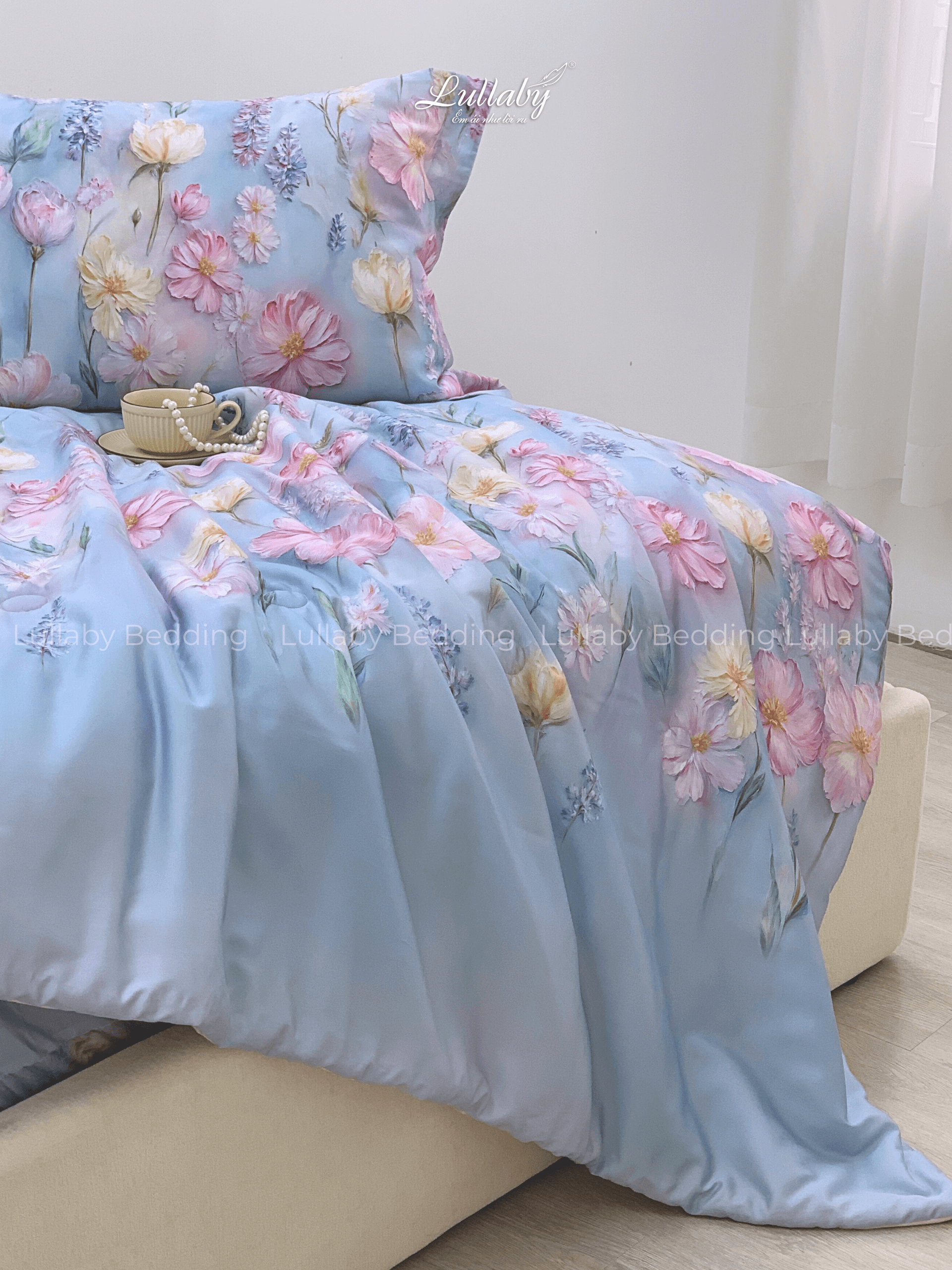 Chăn ga gối Tencel 60S Hoa xuân lam | Lullaby Bedding | Chăn ga gối đệm Lullaby | Chăn ga gối Tencel | Chăn ga gối cao cấp Chăn ga gối Tencel 60S Hoa xuân lam | Lullaby Bedding | Chăn ga gối đệm Lullaby | Chăn ga gối Tencel | Chăn ga gối cao cấp