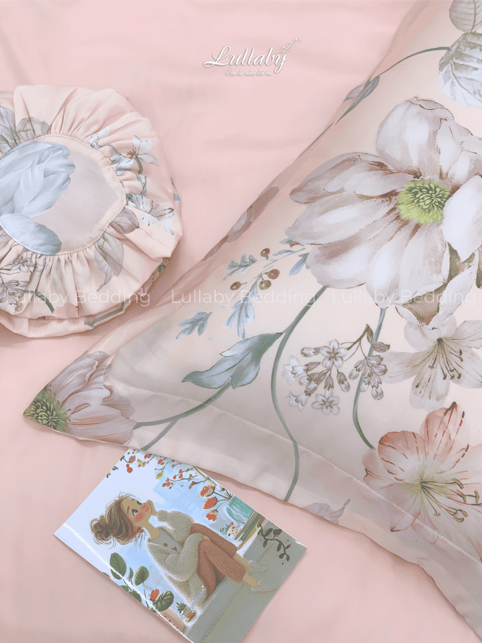 Chăn ga gối Tencel 60S hoa anh đào| Lullaby Bedding | Chăn ga gối đệm Lullaby | Chăn ga gối Tencel | Chăn ga gối cao cấp