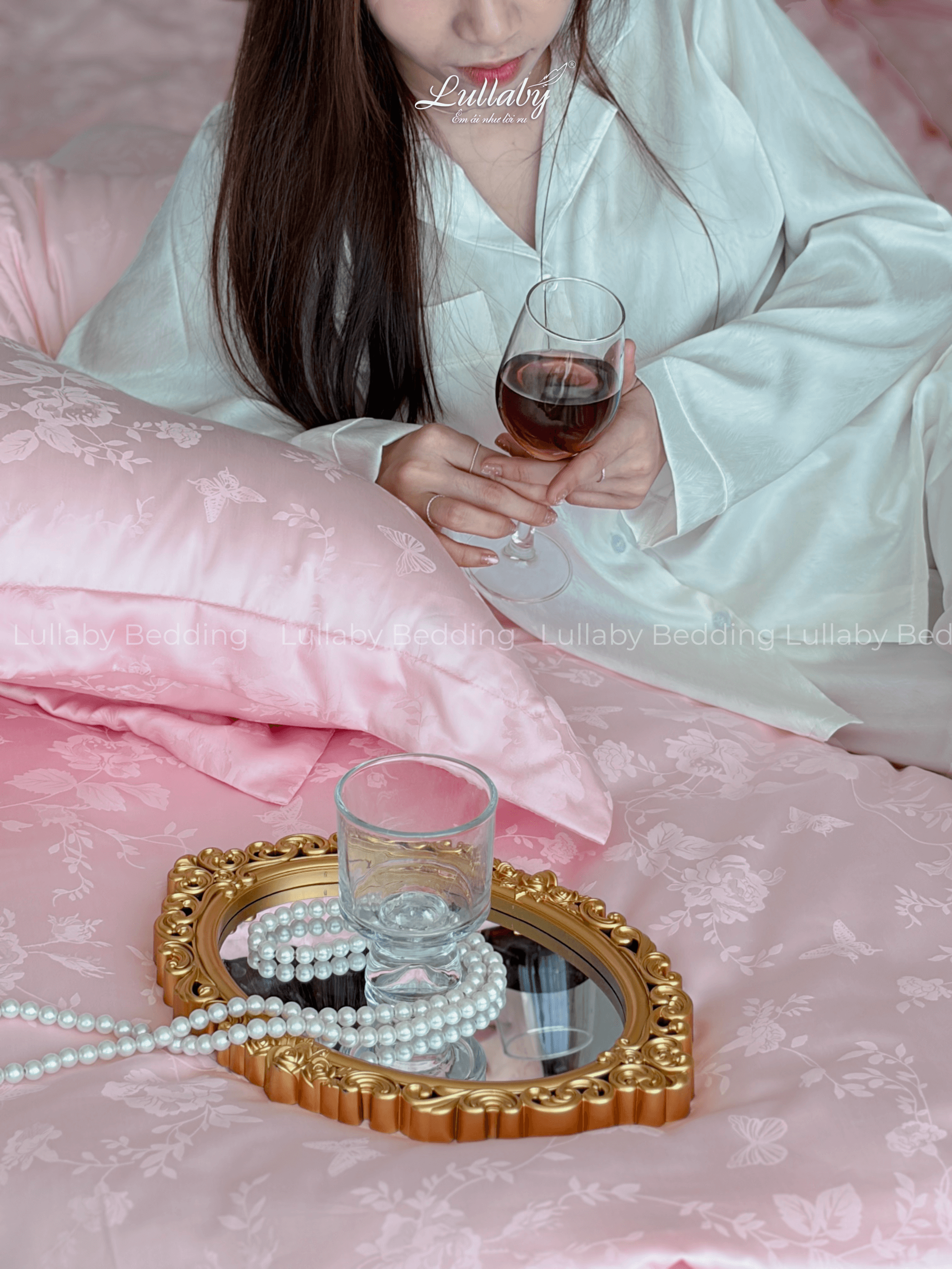 Chăn ga gối Tencel dệt kim hồng | Chăn ga cưới | Lullaby Beding Chăn ga gối Tencel dệt kim hồng | Chăn ga cưới | Lullaby Beding