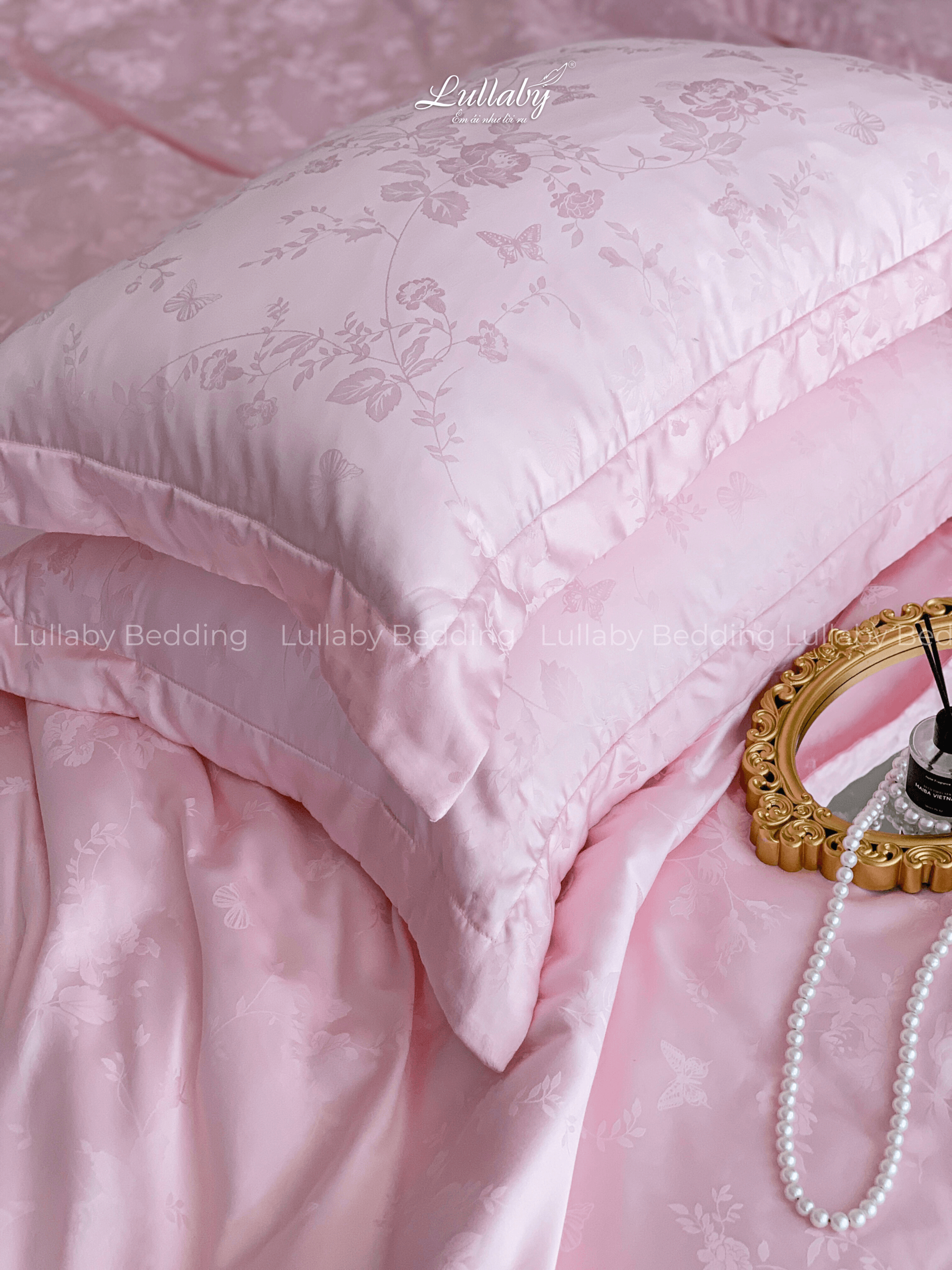 Chăn ga gối Tencel dệt kim hồng | Chăn ga cưới | Lullaby Beding Chăn ga gối Tencel dệt kim hồng | Chăn ga cưới | Lullaby Beding