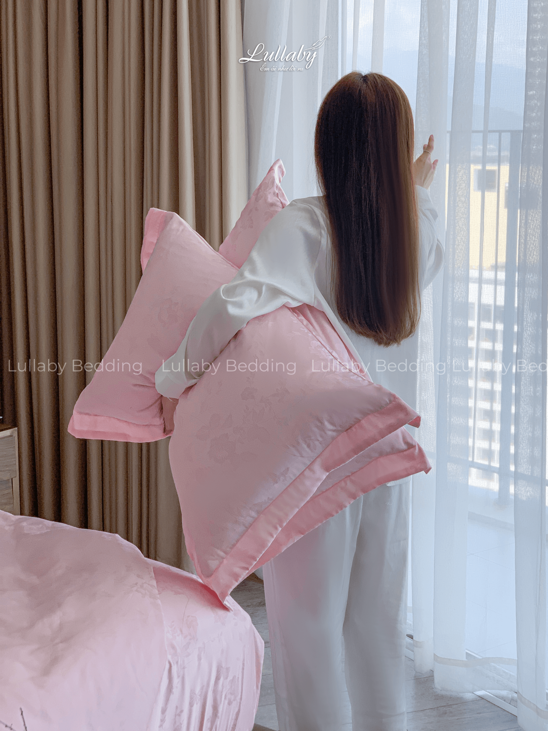 Chăn ga gối Tencel dệt kim hồng | Chăn ga cưới | Lullaby Beding Chăn ga gối Tencel dệt kim hồng | Chăn ga cưới | Lullaby Beding