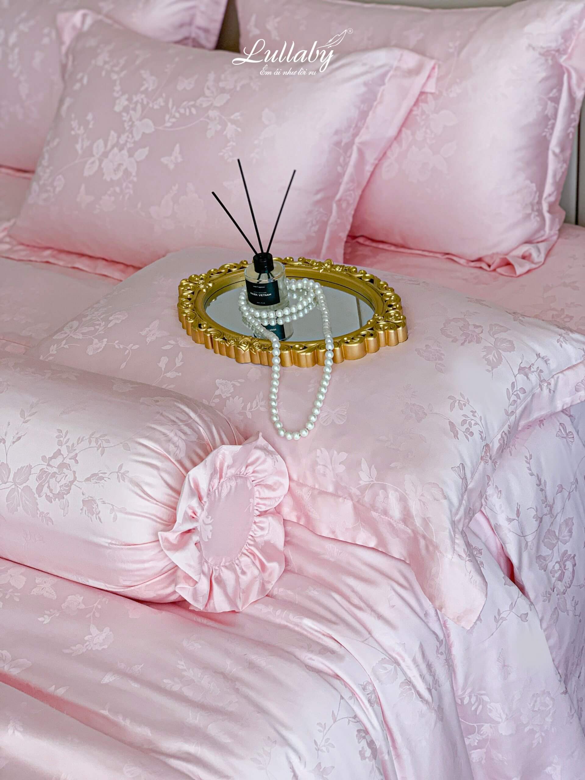 Chăn ga gối Tencel dệt kim hồng | Chăn ga cưới | Lullaby Beding Chăn ga gối Tencel dệt kim hồng | Chăn ga cưới | Lullaby Beding