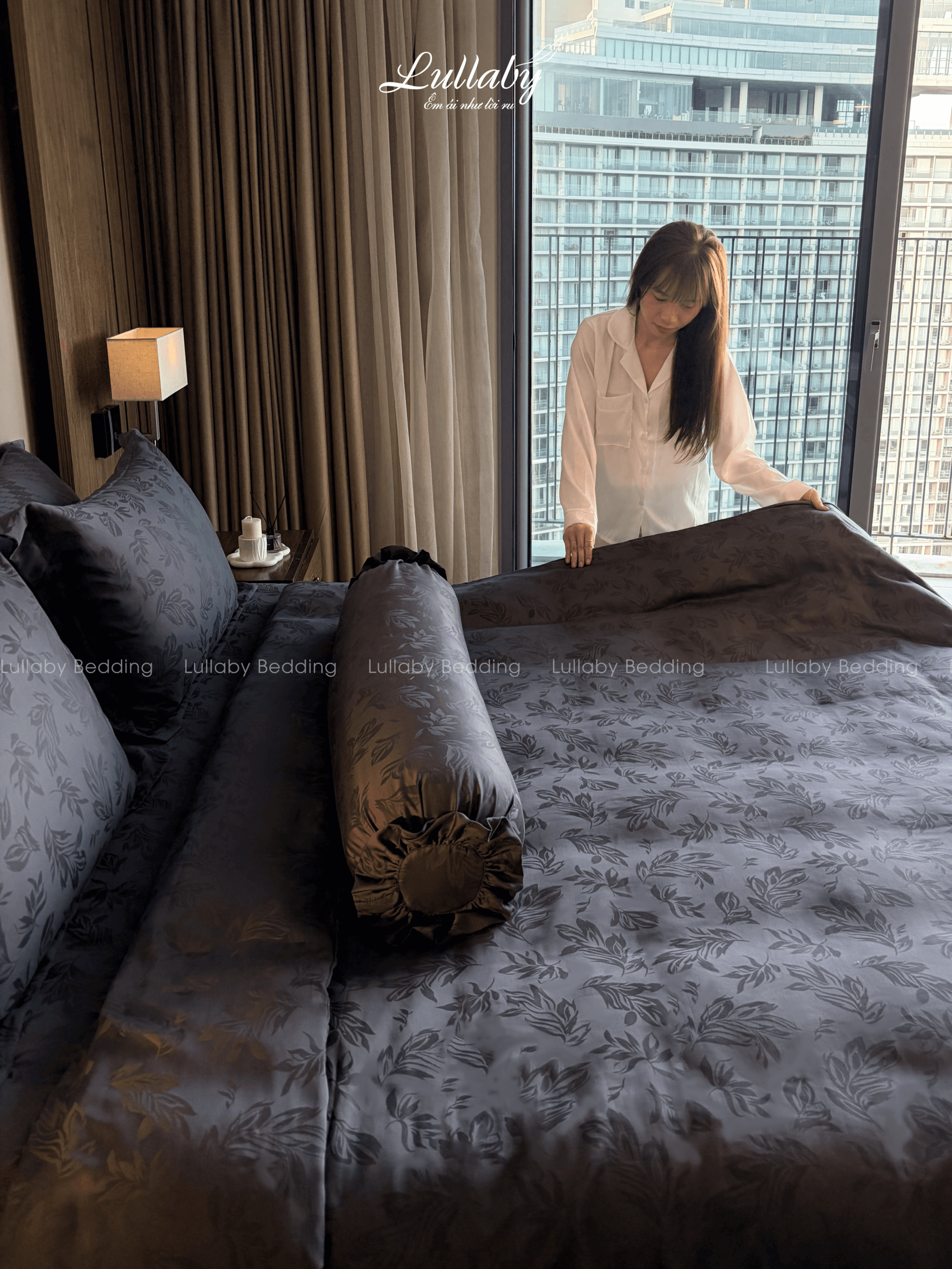 Chăn ga gối Tencel dệt kim xám | Chăn ga cưới | Lullaby Beding Chăn ga gối Tencel dệt kim xám | Chăn ga cưới | Lullaby Beding