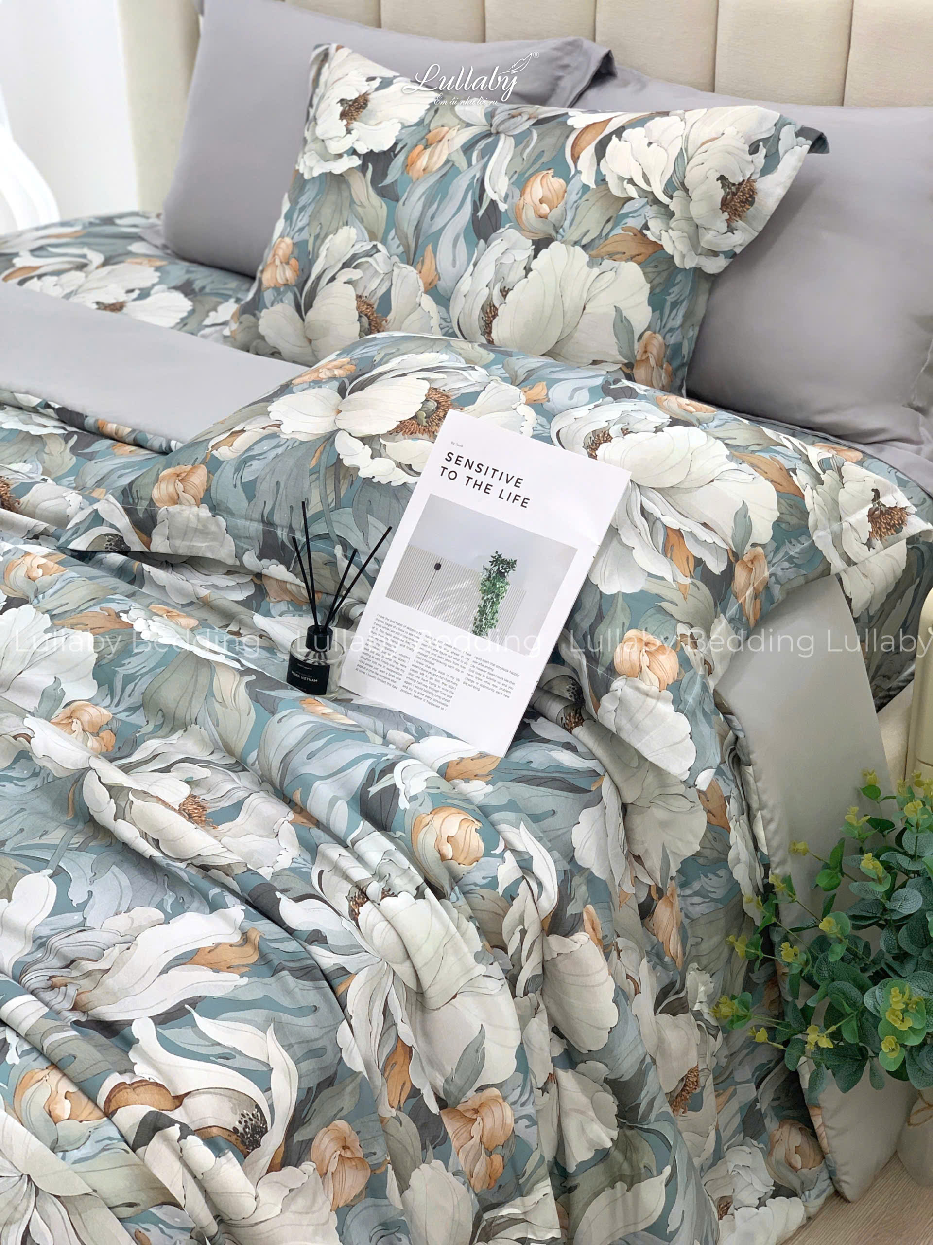 Bộ chăn ga gối Tencel 60S Bạch Mẫu Đơn | Lullaby Bedding | Chăn ga gối Tencel | Tencel 60S Bộ chăn ga gối Tencel 60S Bạch Mẫu Đơn | Lullaby Bedding | Chăn ga gối Tencel | Tencel 60S