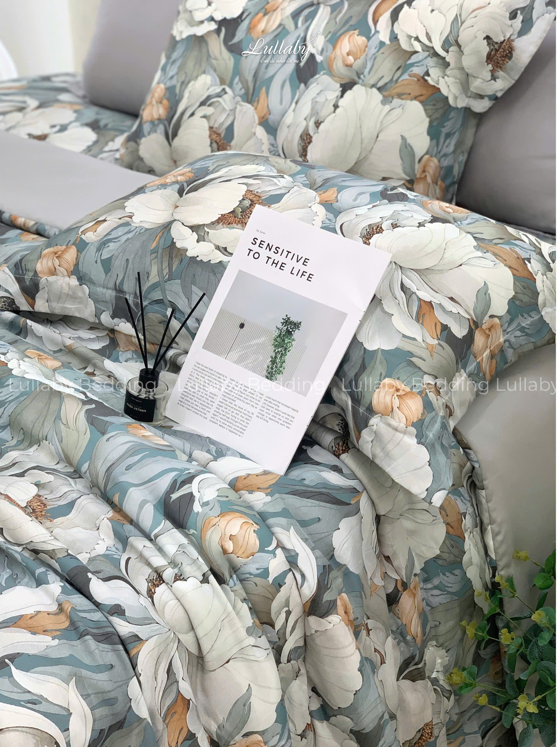 Bộ chăn ga gối Tencel 60S Bạch Mẫu Đơn | Lullaby Bedding | Chăn ga gối Tencel | Tencel 60S Bộ chăn ga gối Tencel 60S Bạch Mẫu Đơn | Lullaby Bedding | Chăn ga gối Tencel | Tencel 60S