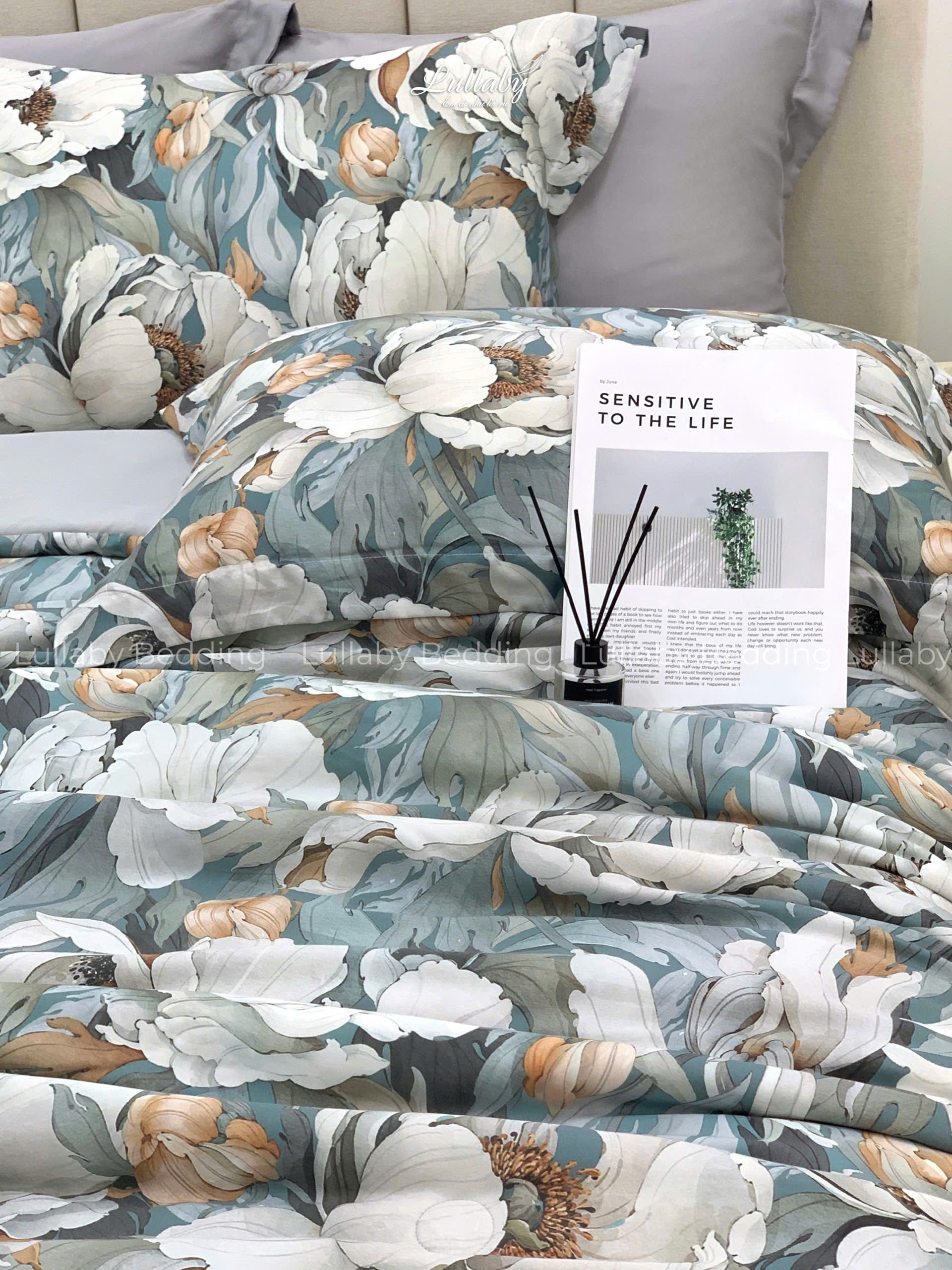 Bộ chăn ga gối Tencel 60S Bạch Mẫu Đơn | Lullaby Bedding | Chăn ga gối Tencel | Tencel 60S Bộ chăn ga gối Tencel 60S Bạch Mẫu Đơn | Lullaby Bedding | Chăn ga gối Tencel | Tencel 60S