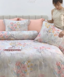 Bộ chăn ga gối Tencel 60S Hoa Tulip | Lullaby Bedding | Chăn ga gối Tencel | Tencel 60S